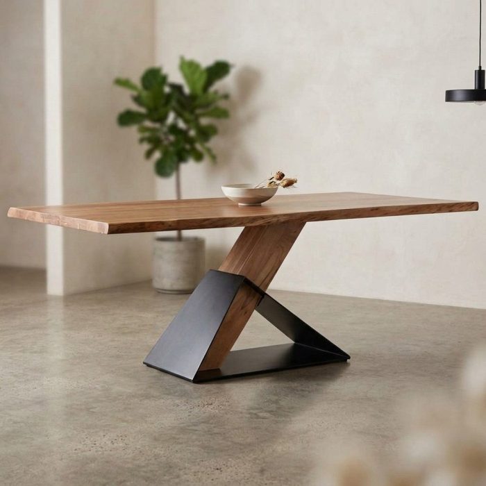 Tavolo industrial design legno e ferro
