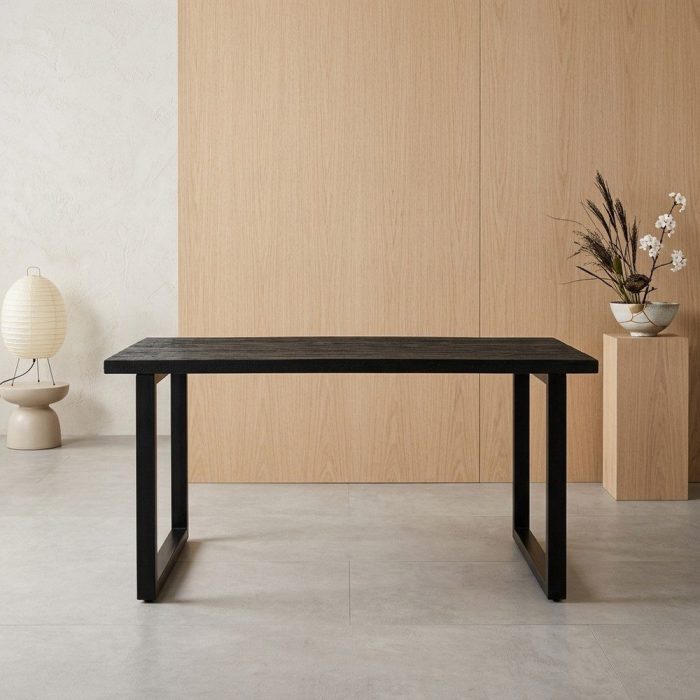 Tavolo nero giapponese in mango - Etnico Outlet