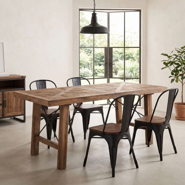 Tavolo industrial country 160x80 legno - Etnico Outlet