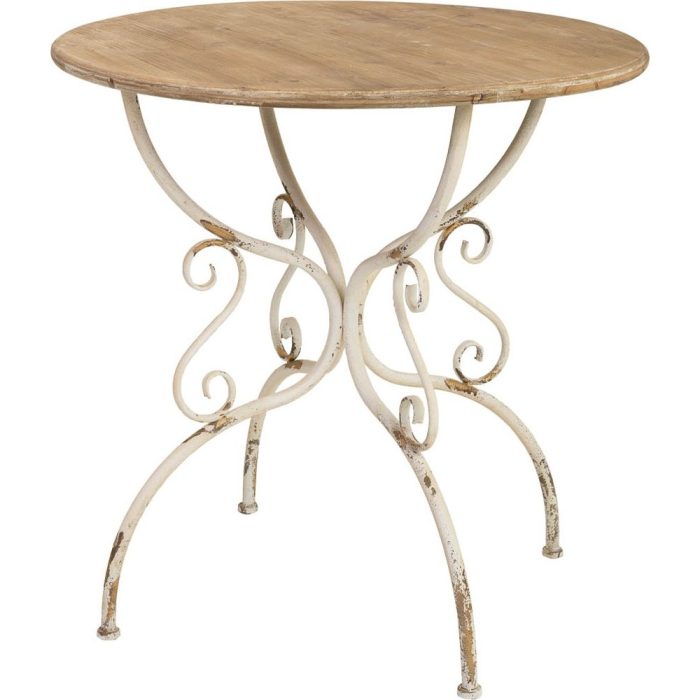 Tavolo rotondo shabby 80 cm ferro e legno - Etnico Outlet