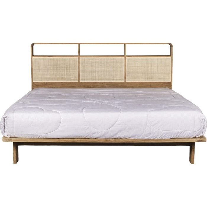 Letto matrimoniale teak e rattan - Etnico Outlet