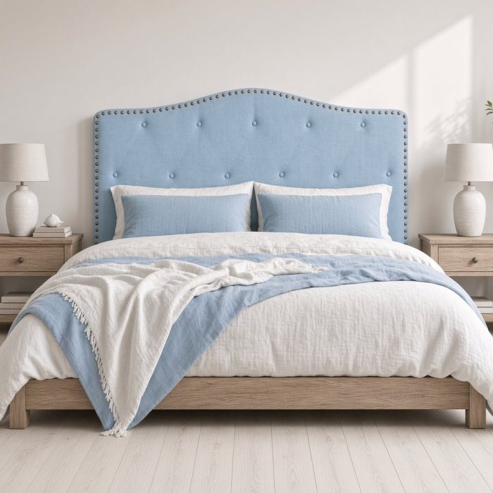 Testata letto francese capitonné celeste