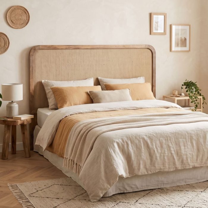 Testata letto boho chic in mango e juta - Etnico Outlet