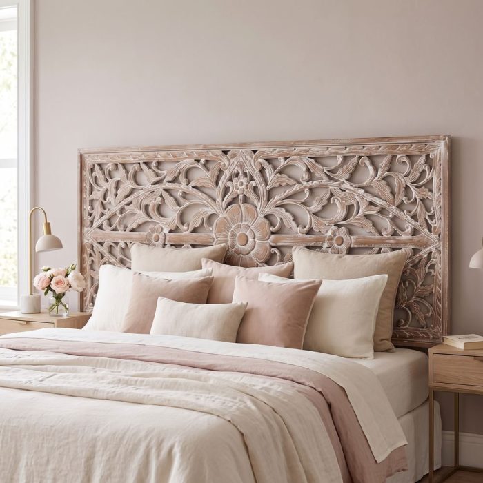Murale legno testata letto decapata
