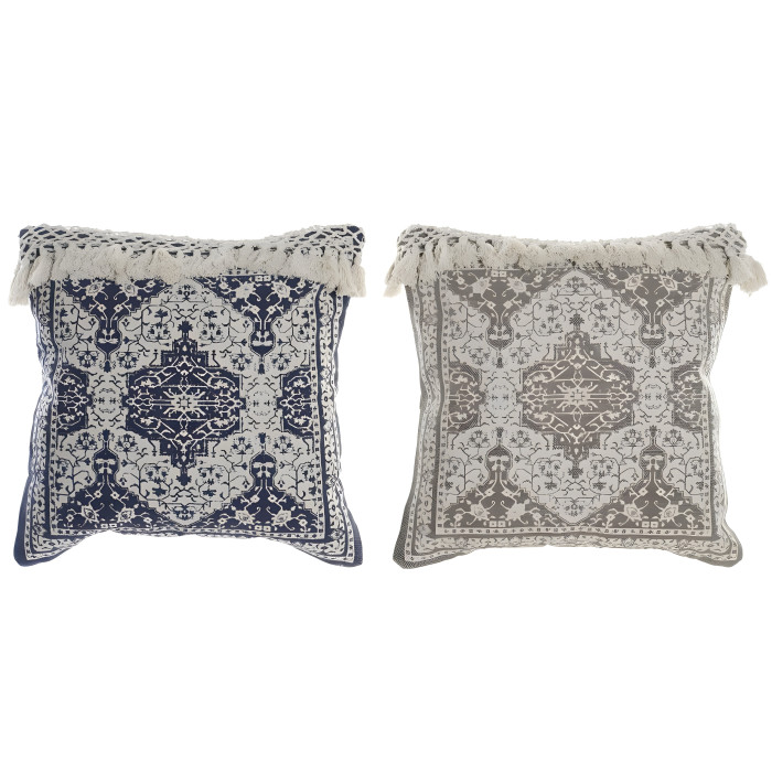 Set 2 cuscini orientali blu grigio
