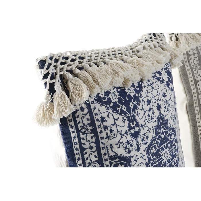Set 2 cuscini orientali blu grigio