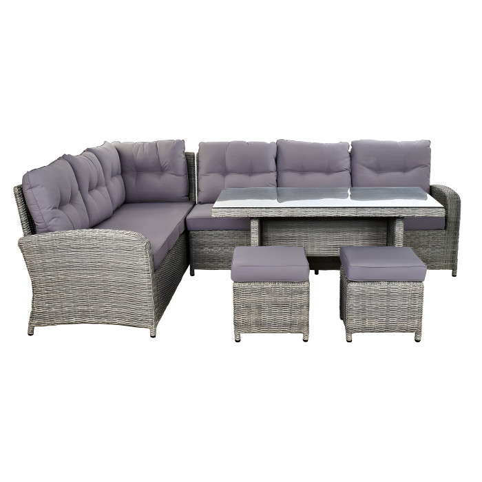 Set tavolo e divano da giardino in rattan