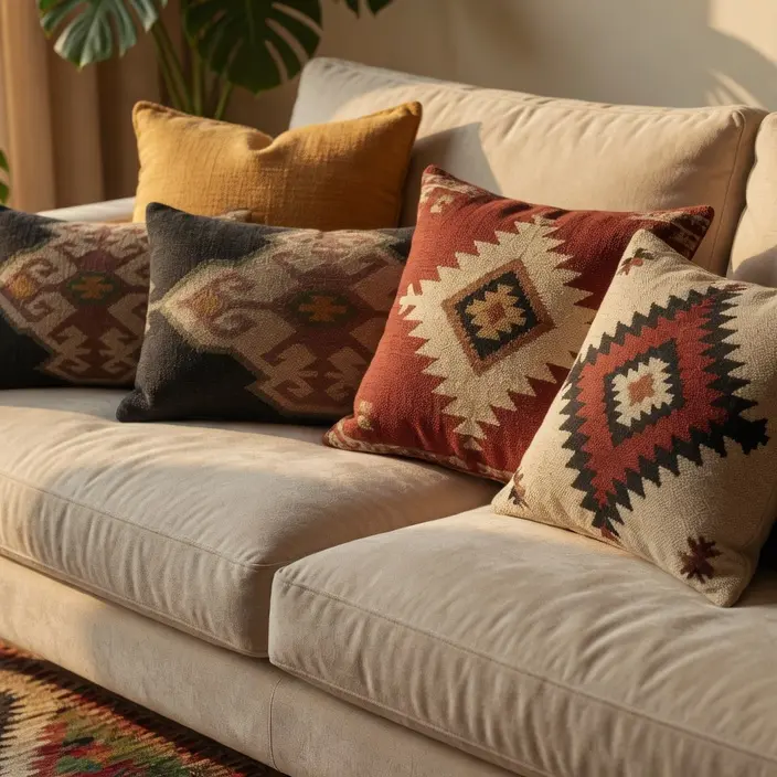 Cuscini, tappeti, plaid e tessili per la casa stile etnico shabby provenzale vintage industrial