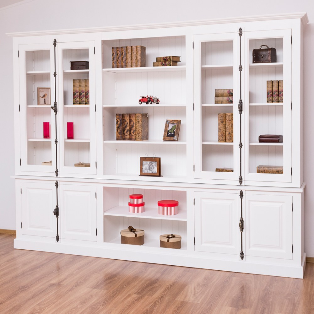 Libreria bianca in legno massello anche SU MISURA online progetto Etnico Outlet