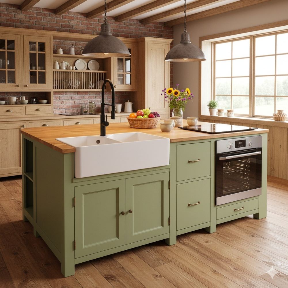 isola da cucina legno massello su misura